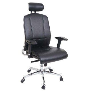 Silla Ergonómica LAKRON, con Sistema Basculante, en Piel Negra