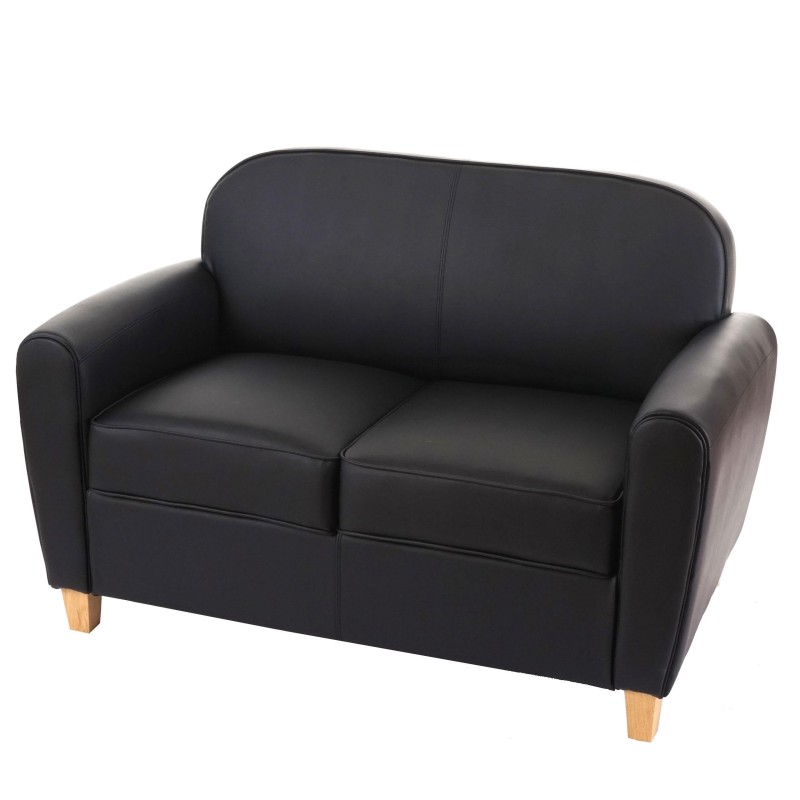 Sofá de 2 plazas ARTIS, elegante diseño y gran acolchado, piel negro