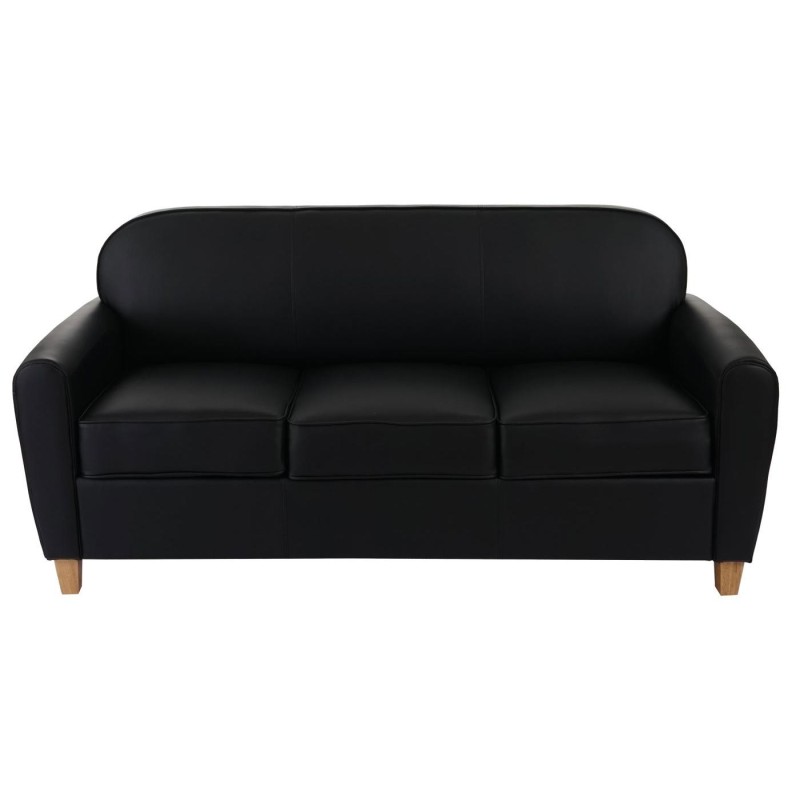 Sofá de 3 plazas ARTIS, elegante diseño y gran acolchado, piel negro