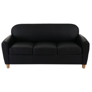Sofá de 3 plazas ARTIS, elegante diseño y gran acolchado, piel negro