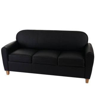 Sofá de 3 plazas ARTIS, elegante diseño y gran acolchado, piel negro 2