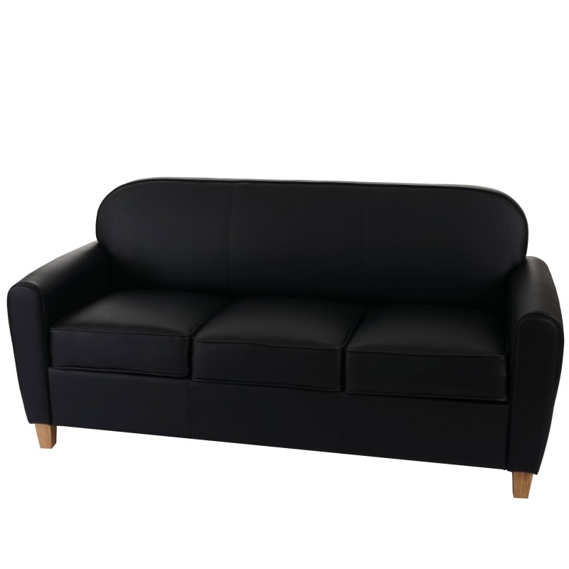 Sofá de 3 plazas ARTIS, elegante diseño y gran acolchado, piel negro