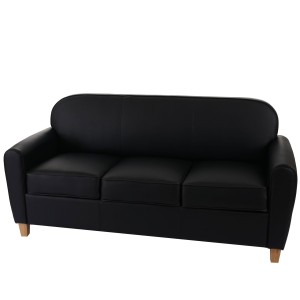 Sofá de 3 plazas ARTIS, elegante diseño y gran acolchado, piel negro