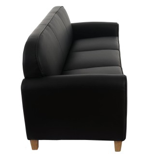 Sofá de 3 plazas ARTIS, elegante diseño y gran acolchado, piel negro 2