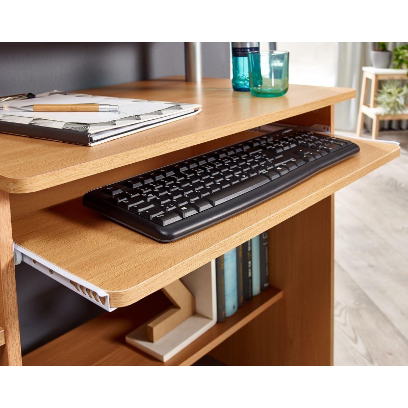 Mesa de Ordenador COLUMBIA, bandeja para teclado en blanco