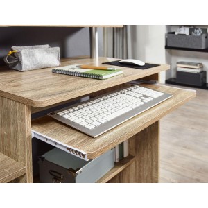 Mesa de Ordenador COLUMBIA, bandeja para teclado en blanco