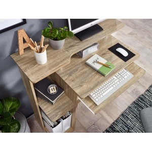 Mesa de Ordenador COLUMBIA, bandeja para teclado en blanco