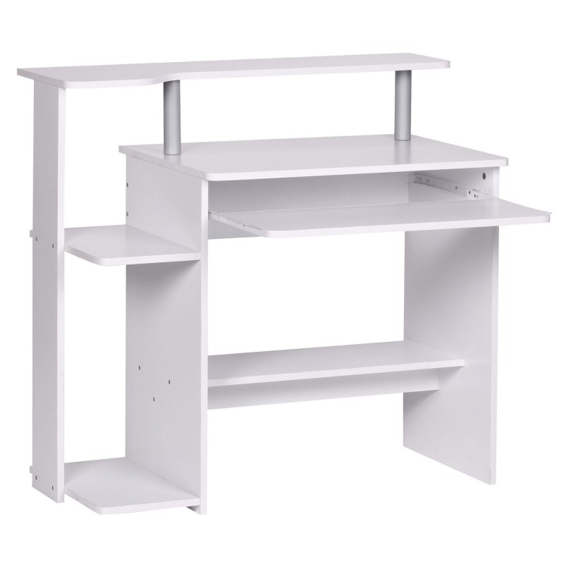 Mesa de Ordenador COLUMBIA, bandeja para teclado en blanco