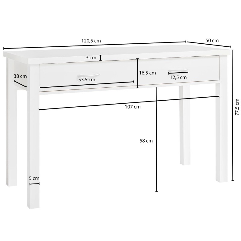 Mesa de Escritorio BERKLEY, dos amplios cajones, color blanco