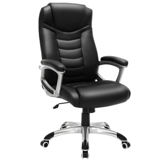 Silla de oficina ASLAN, gran acolchado, en piel negra