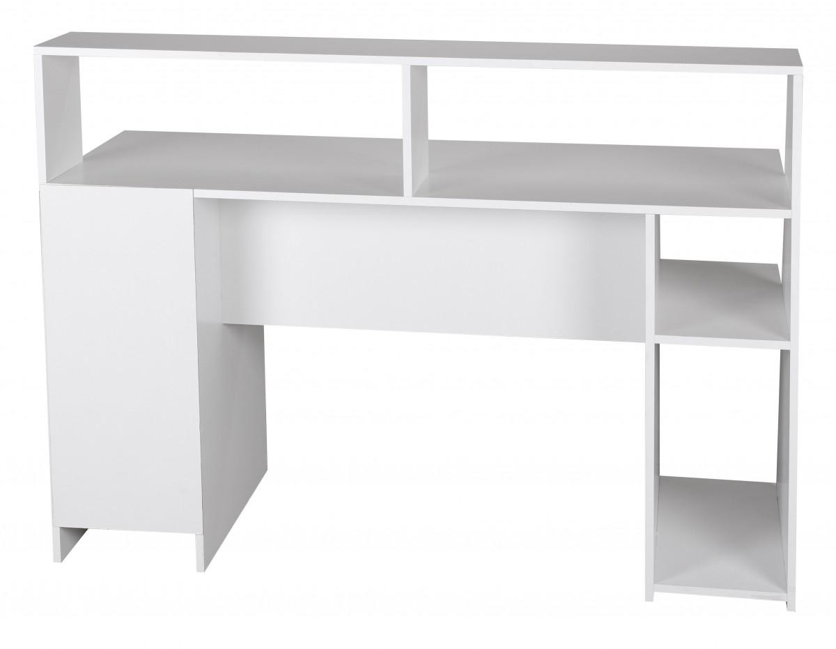 Mesa de Ordenador VIRGINIA, amplio espacio para almacenamiento, dimensiones 135x60cm, en Blanco