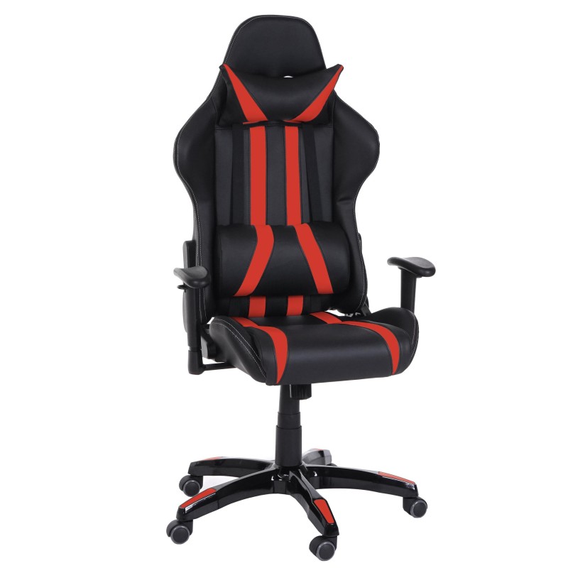 Sillon Gaming DRIVER, Impresionante diseño deportivo, con cojines, en negro y rojo