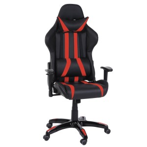 Sillon Gaming DRIVER, Impresionante diseño deportivo, con cojines, en negro y rojo