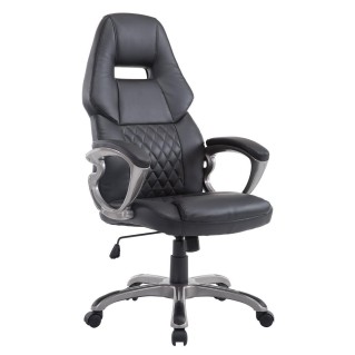 Silla de oficina Morin, gran acolchado, en piel negra
