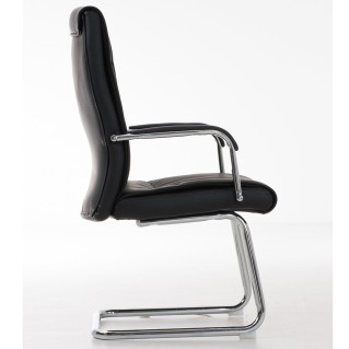 Silla de Confidente CAROL, estructura metálica, en Piel color Negro 2