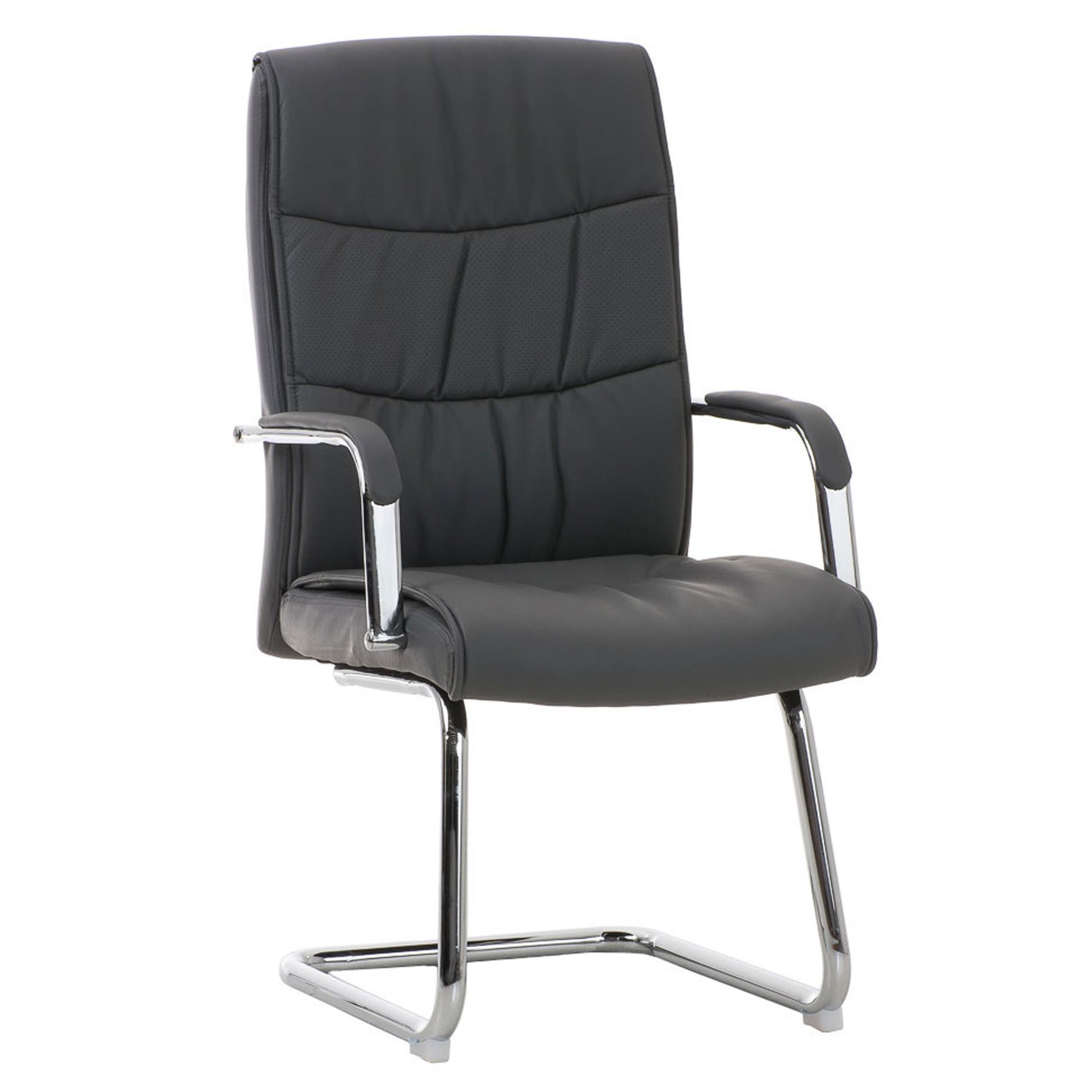 Silla de Confidente CAROL, estructura metálica resistente, gran acolchado, reposabrazos, Piel Negro