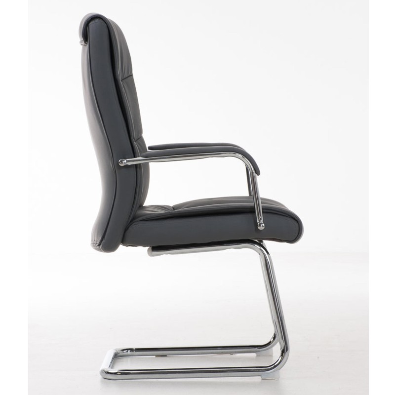 Silla de Confidente CAROL, estructura metálica, en Piel color Negro