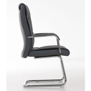Silla de Confidente CAROL, estructura metálica, en Piel color Negro