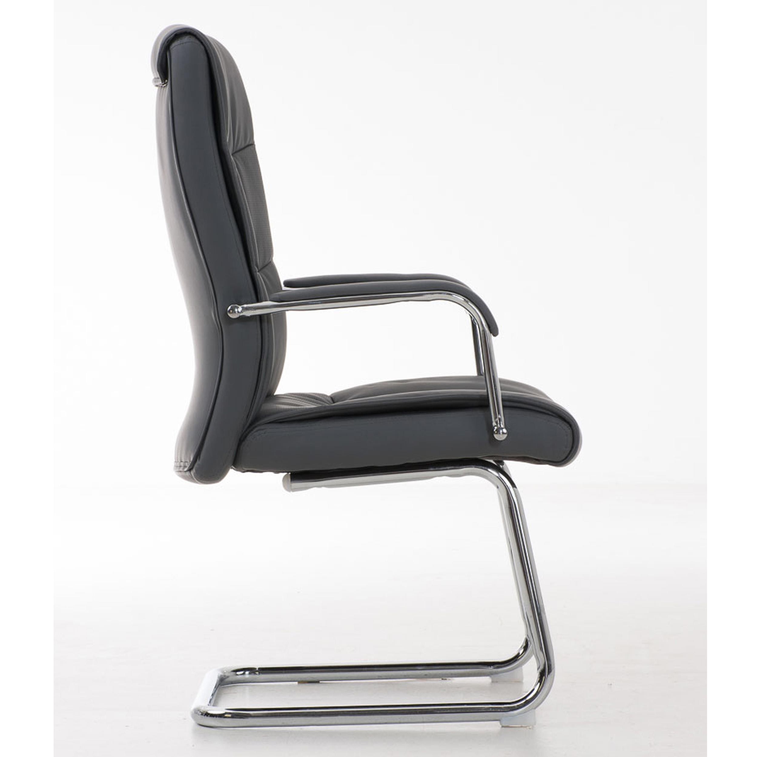 Silla de Confidente CAROL, estructura metálica resistente, gran acolchado, reposabrazos, Piel Negro