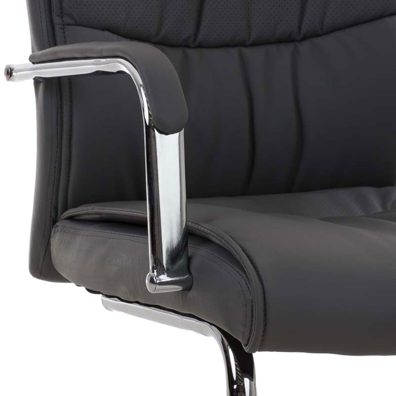 Silla de Confidente CAROL, estructura metálica, en Piel color Negro