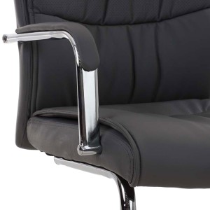 Silla de Confidente CAROL, estructura metálica, en Piel color Negro