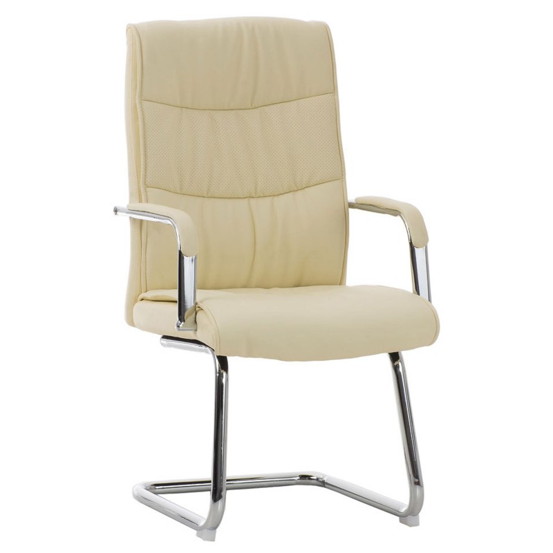 Silla de Confidente CAROL, estructura metálica, en Piel color Negro