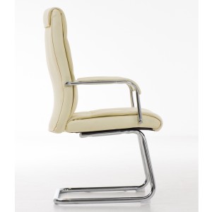 Silla de Confidente CAROL, estructura metálica, en Piel color Negro