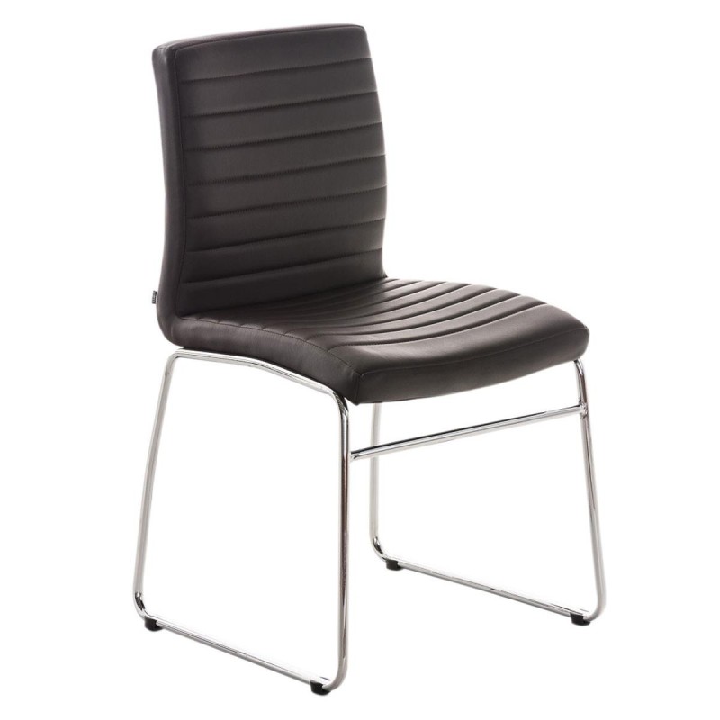 Silla de Confidente LESA, estructura metálica, en Piel color Blanco