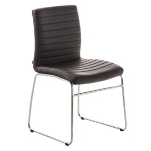 Silla de Confidente LESA, estructura metálica, en Piel color Blanco