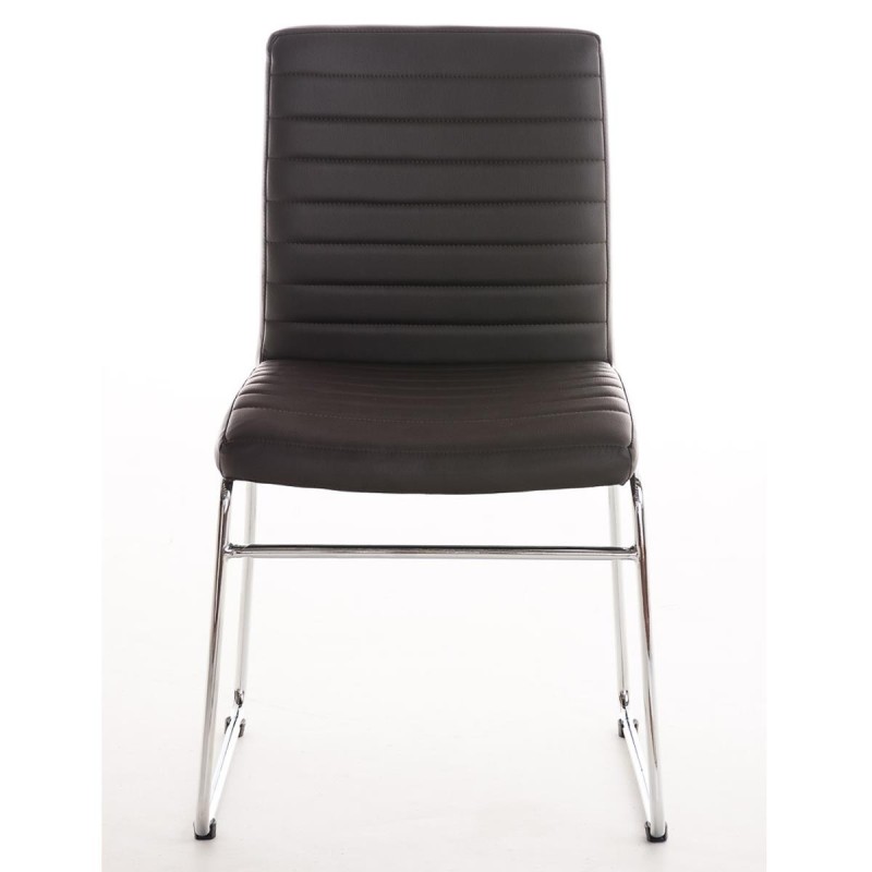 Silla de Confidente LESA, estructura metálica, en Piel color Blanco
