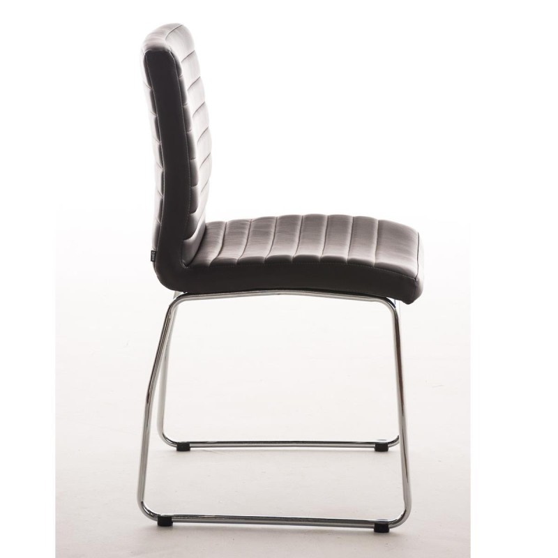 Silla de Confidente LESA, estructura metálica, en Piel color Blanco
