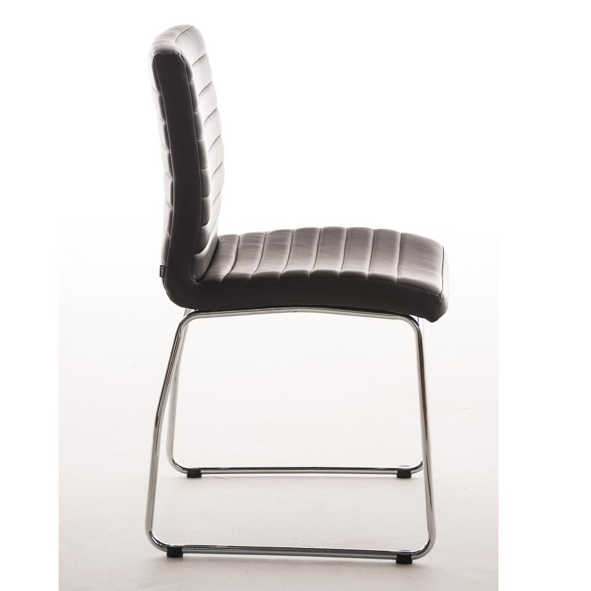 Silla de Confidente LESA, exclusivo diseño, gran acolchado tapizado en costuras, Piel color Blanco