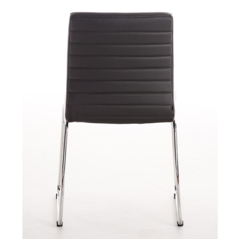 Silla de Confidente LESA, estructura metálica, en Piel color Blanco