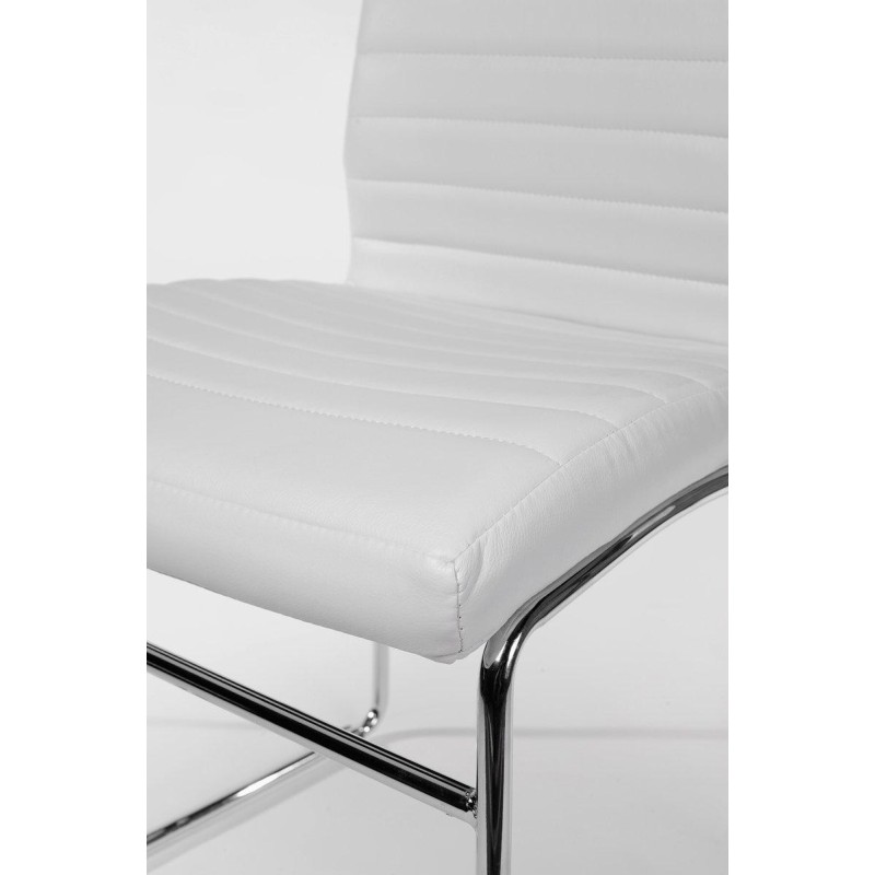 Silla de Confidente LESA, estructura metálica, en Piel color Blanco
