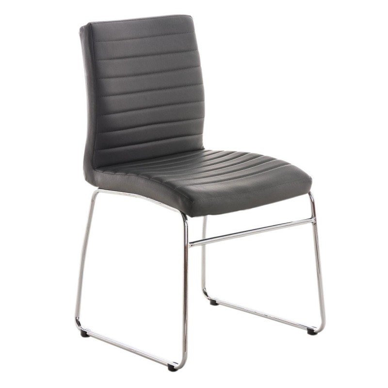 Silla de Confidente LESA, estructura metálica, en Piel color Blanco