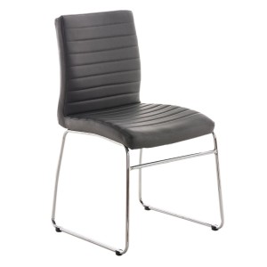 Silla de Confidente LESA, estructura metálica, en Piel color Blanco