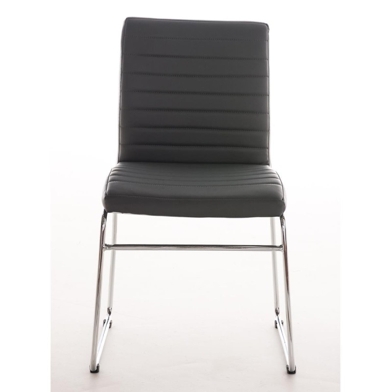 Silla de Confidente LESA, estructura metálica, en Piel color Blanco