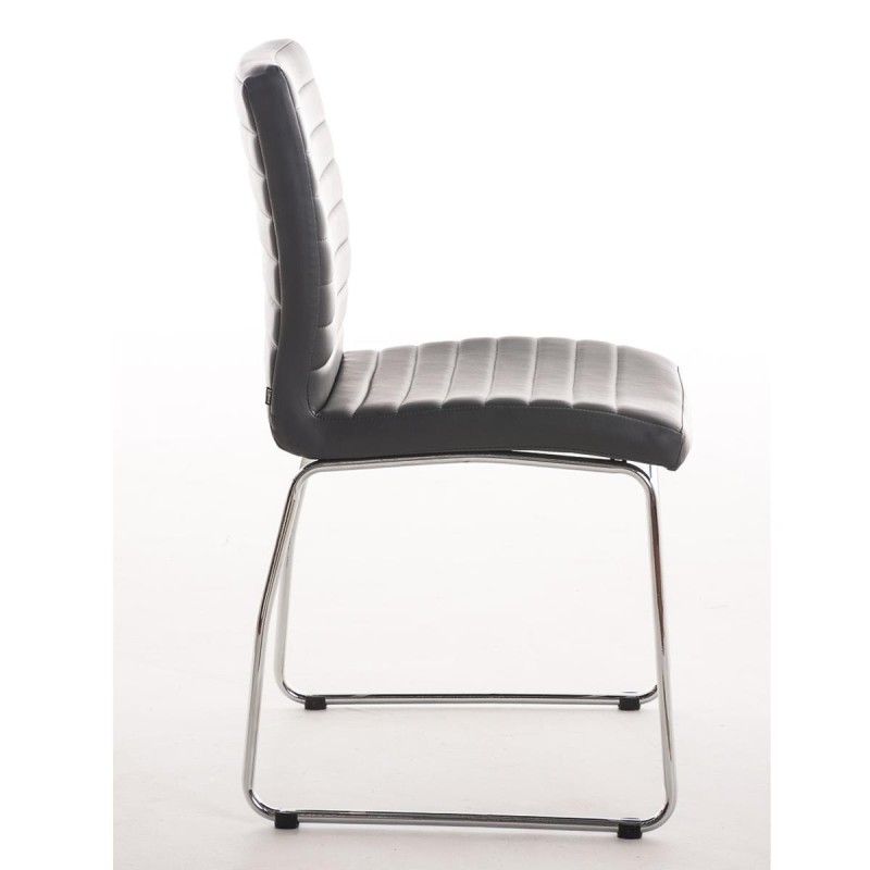 Silla de Confidente LESA, estructura metálica, en Piel color Blanco