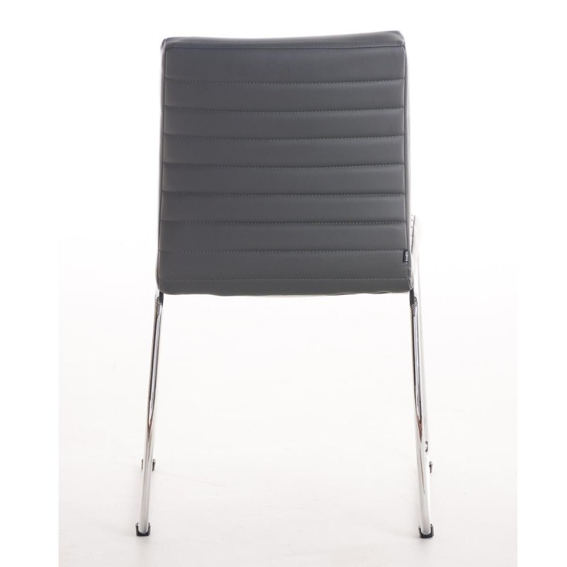 Silla de Confidente LESA, estructura metálica, en Piel color Blanco
