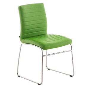 Silla de Confidente LESA, estructura metálica, en Piel color Blanco