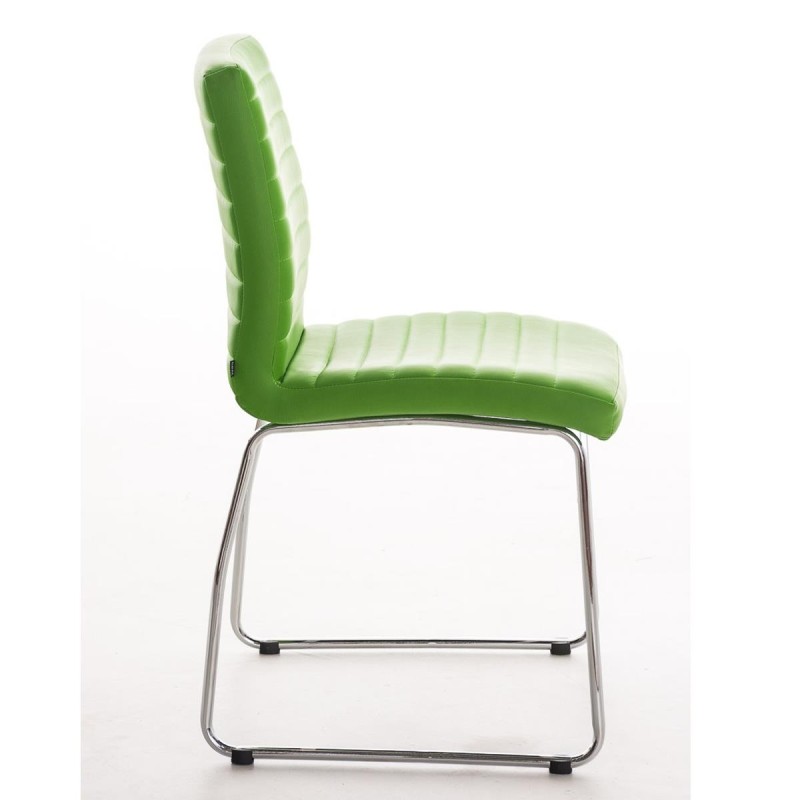 Silla de Confidente LESA, estructura metálica, en Piel color Blanco