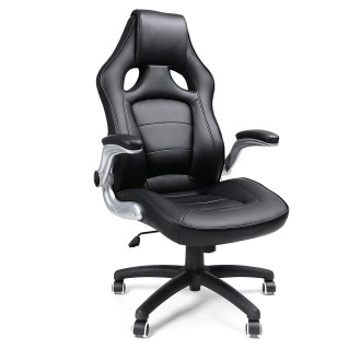 Silla de oficina BLACKY, gran acolchado, en piel negra