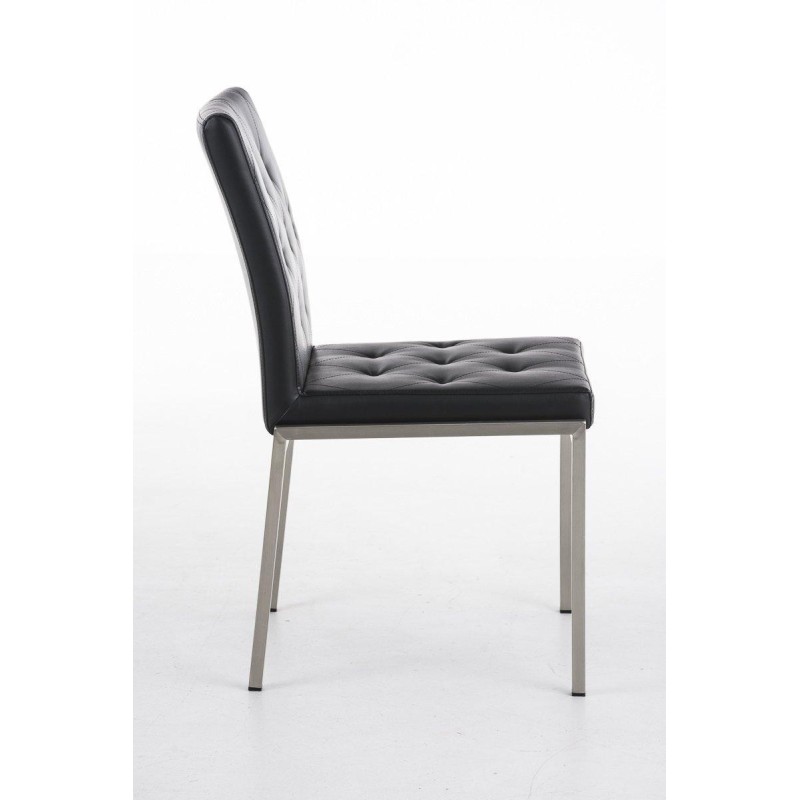 Silla de Confidente GALA, bonito diseño, robusta y resistente, Piel Negra