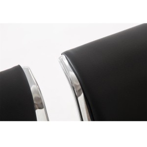 Bancada 4 asientos AUREA, en metal negro y piel negra