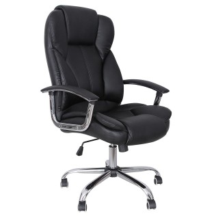 Sillón de oficina DUQUE, gran acolchado, en piel negra