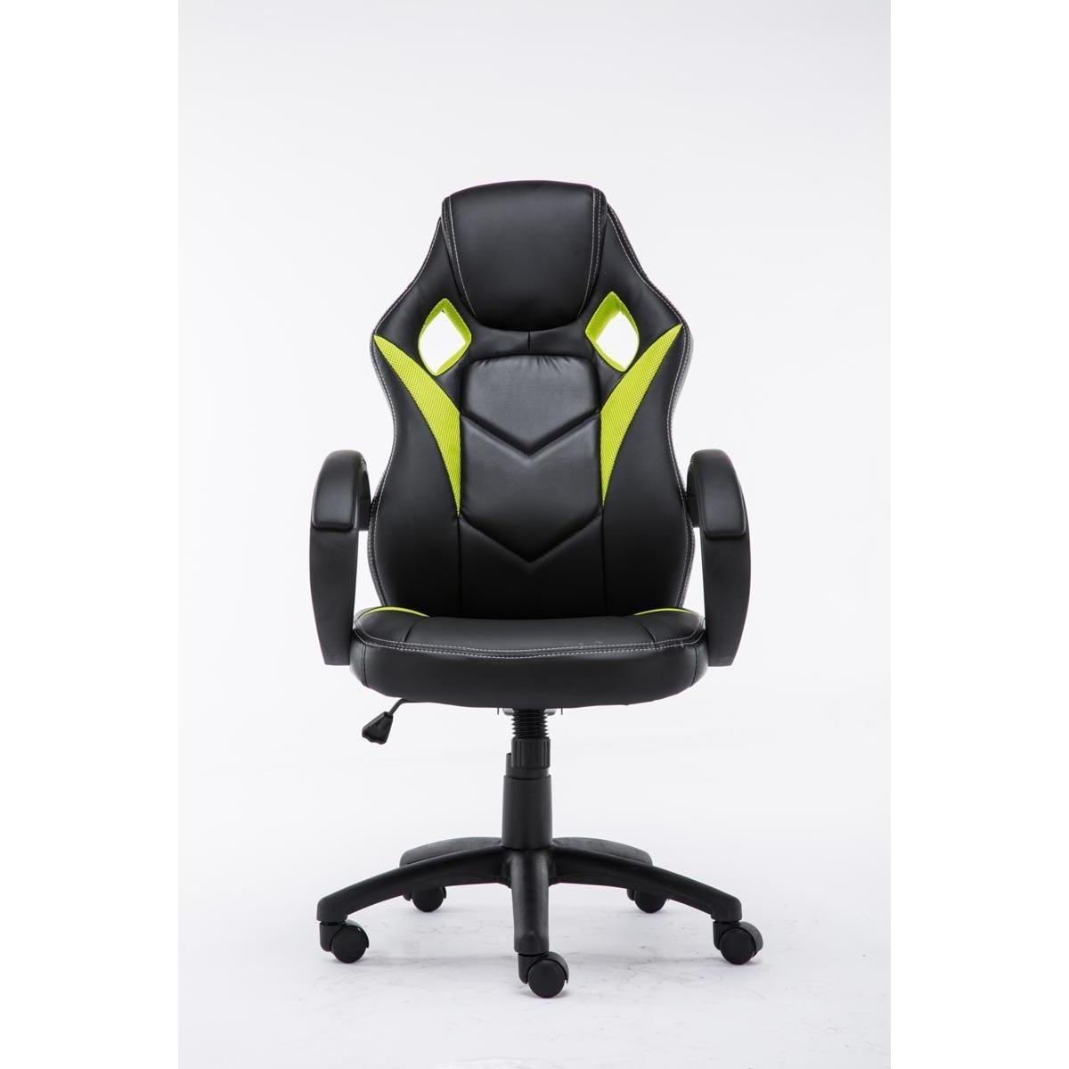 Silla Gaming JARAMA, Gran Comodidad y Diseño Deportivo, En Piel y Tela, Color Negro