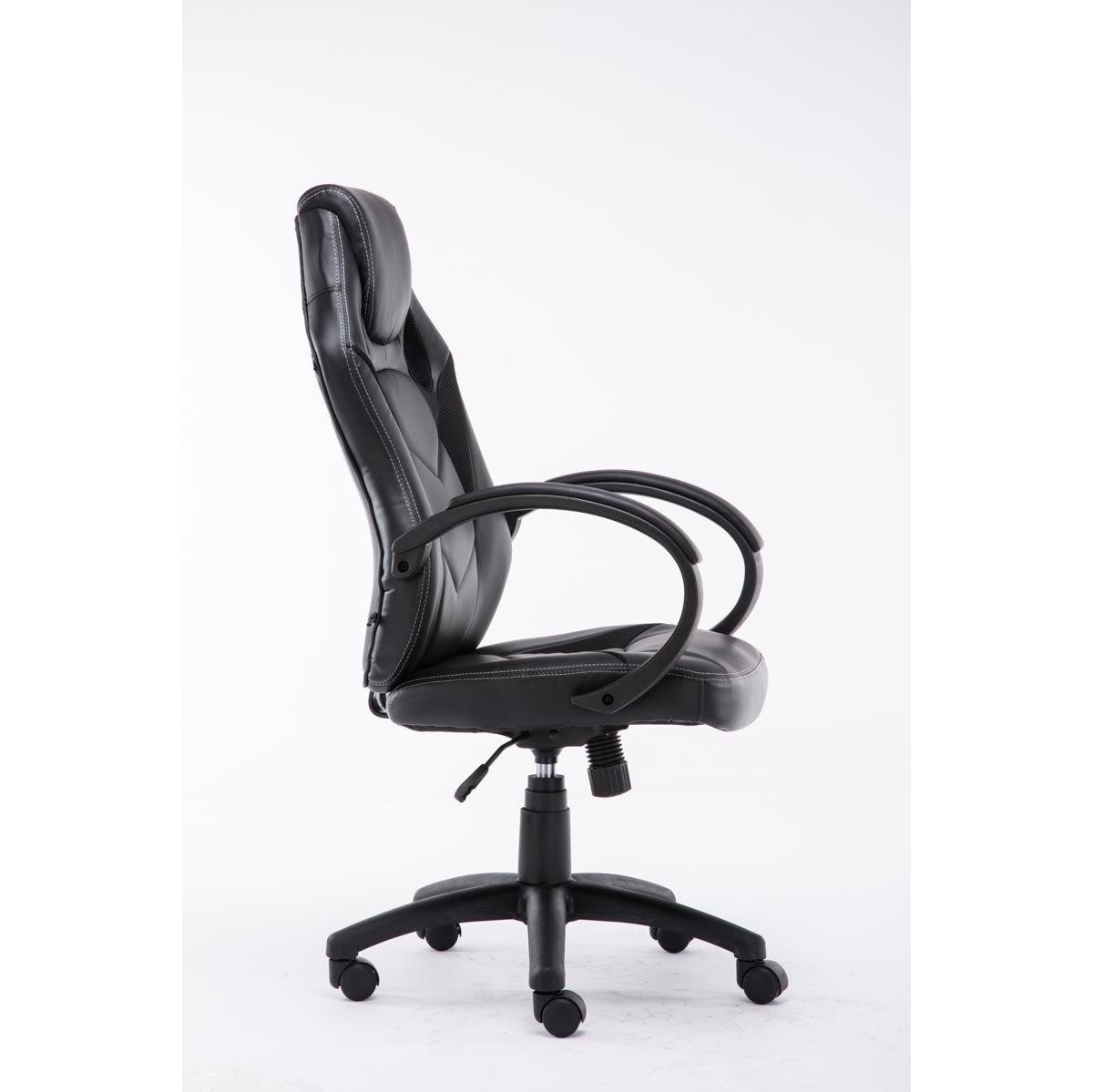 Silla Gaming JARAMA, Gran Comodidad y Diseño Deportivo, En Piel y Tela, Color Negro