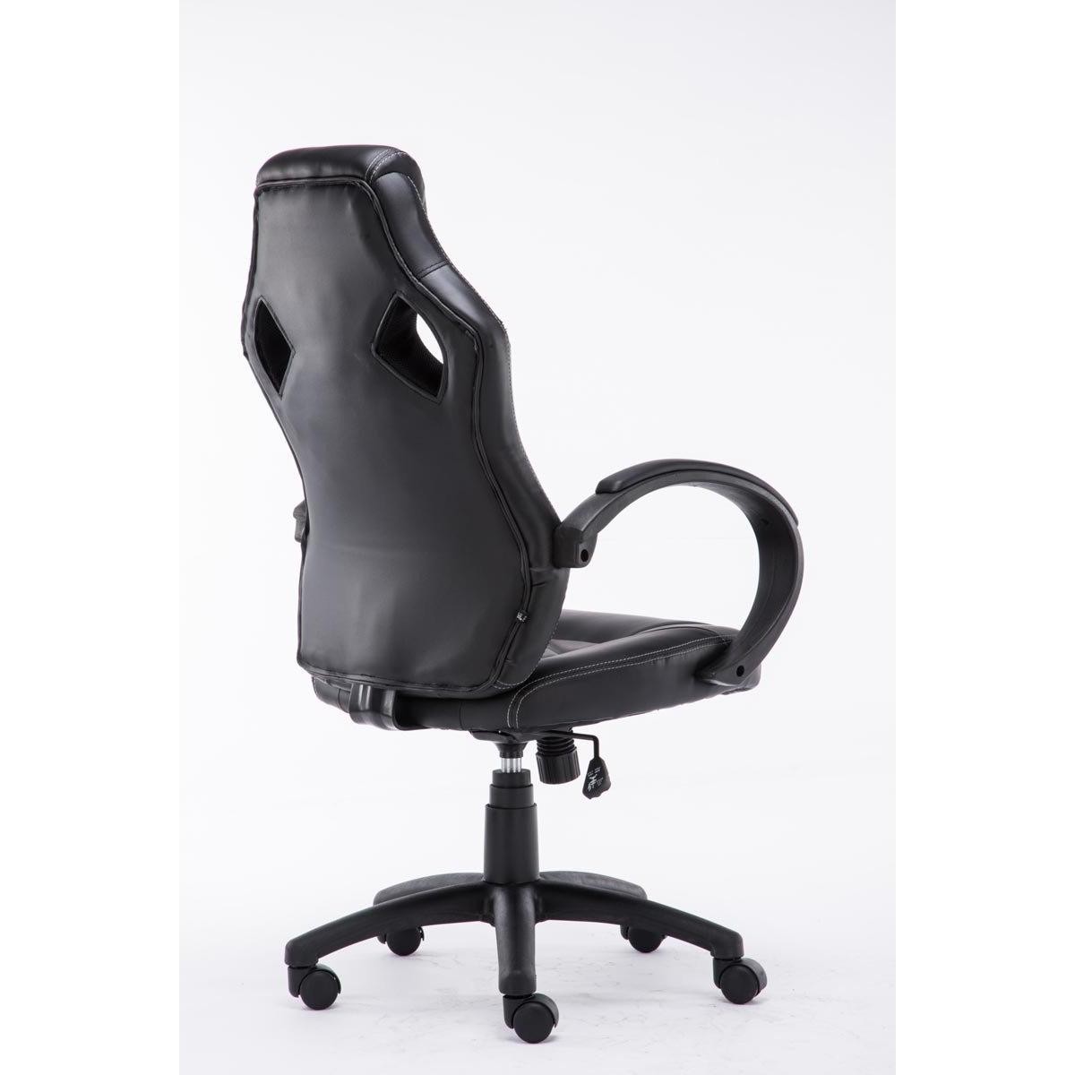 Silla Gaming JARAMA, Gran Comodidad y Diseño Deportivo, En Piel y Tela, Color Negro