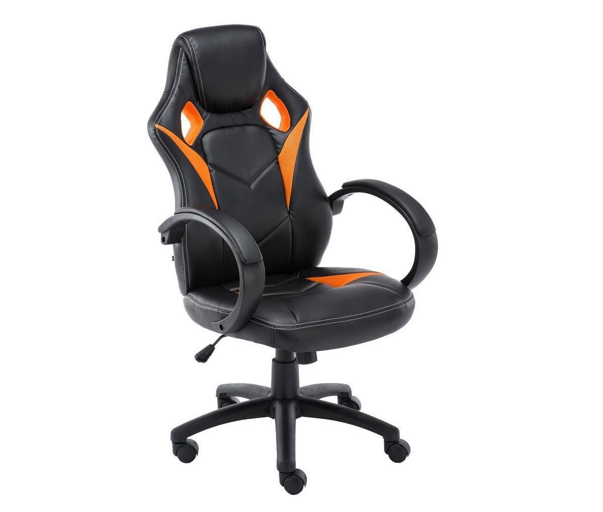 Silla Gaming JARAMA, Gran Comodidad y Diseño Deportivo, En Piel y Tela, Color Negro