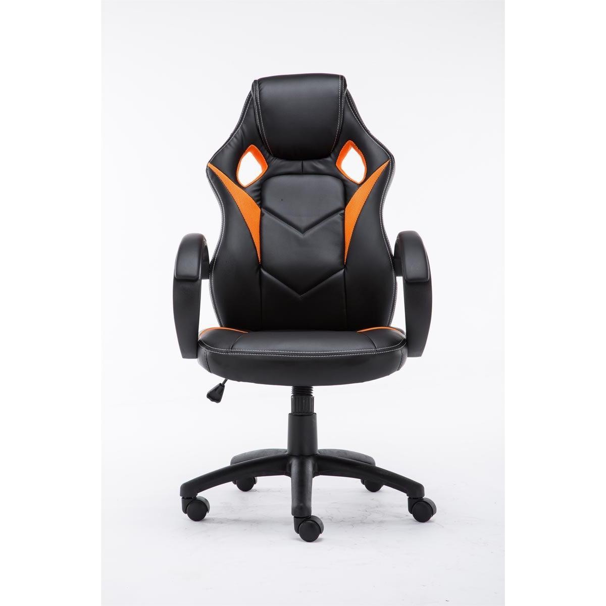Silla Gaming JARAMA, Gran Comodidad y Diseño Deportivo, En Piel y Tela, Color Negro
